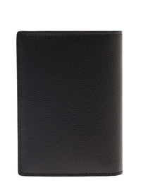 Saint Laurent Men Cardholder 'Grain De Poudre' Black With Logo Embossed In Leather For Men