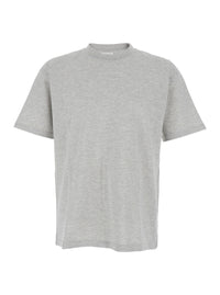 Saint Laurent Men Crew Neck T-Shirt With Cassandre Embroidery In Grey Cotton For Men