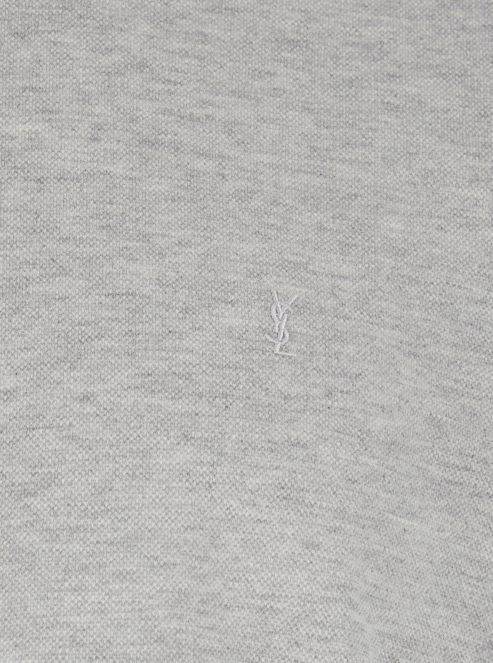 Saint Laurent Men Crew Neck T-Shirt With Cassandre Embroidery In Grey Cotton For Men