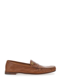 Versace Men Loafers 'Leafer Medusa' Brown With Rounded Toe In Leather Men