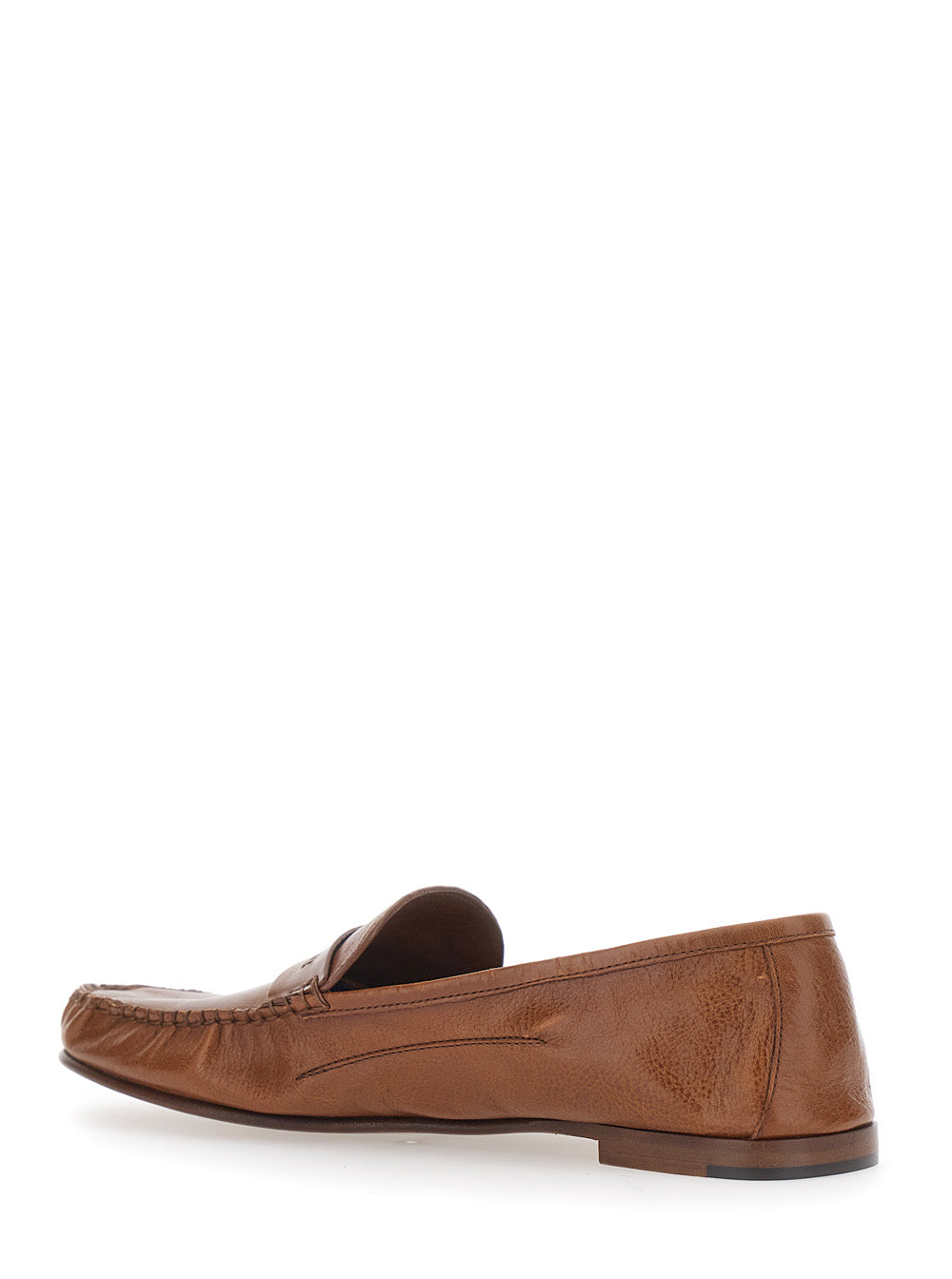 Versace Men Loafers 'Leafer Medusa' Brown With Rounded Toe In Leather Men