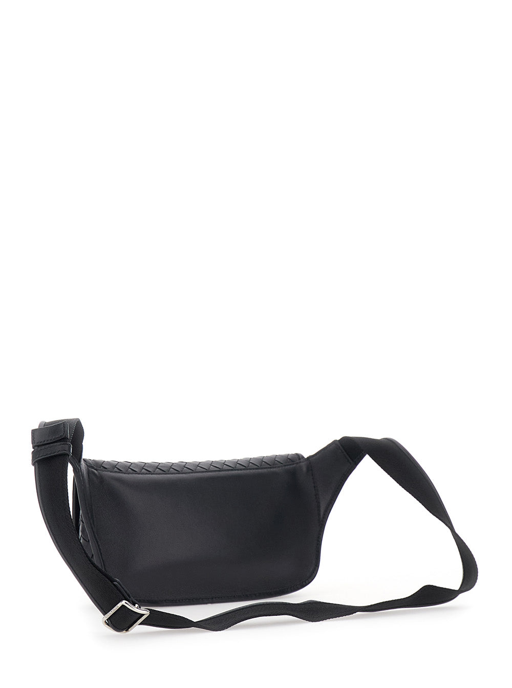 BOTTEGA VENETA Bottega Veneta Men 'Veneto' Black Crossbody Bag With Intreccio Motif On The Front And Adjustable Shoulder Strap In Leather For Men
