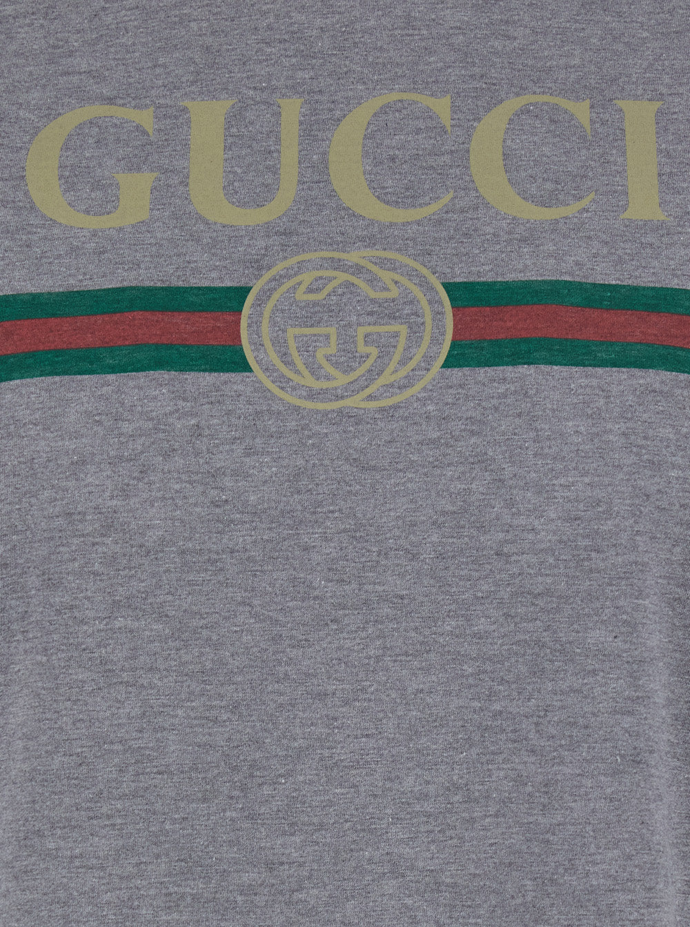 GUCCI Gucci Women Gray Crew Neck T-Shirt With Logo Print On The Front In Cotton For Women