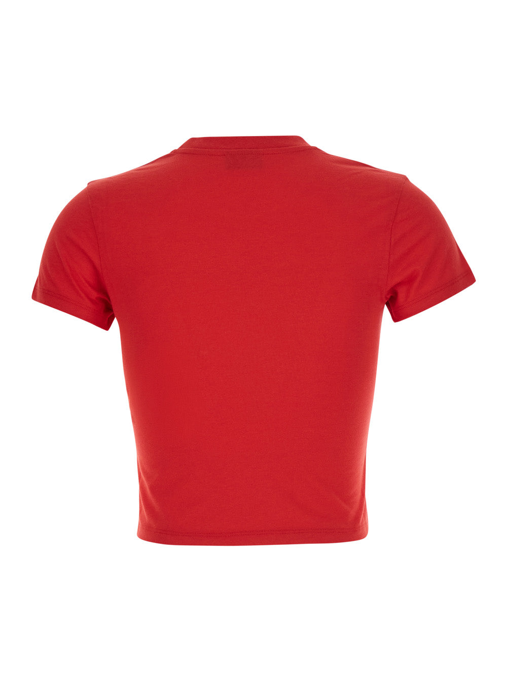 GUCCI Gucci Women Red Cropped T-Shirt With Tone-On-Tone Logo On The Front And Dropped Shoulders In Cotton For Women