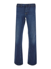 Gucci Men Blue Low-Rise Jeans With Web Stripe On The Side And Flared Leg In Denim For Men