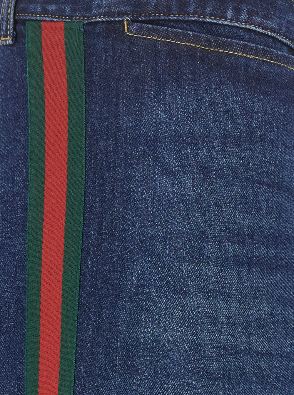Gucci Men Blue Low-Rise Jeans With Web Stripe On The Side And Flared Leg In Denim For Men