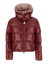 Moncler Women 'Niveole' Red Down Jacket With Removable Hood With Buttons And Logo Patch On The Sleeve In Tech Fabric For Women