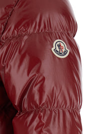 Moncler Women 'Niveole' Red Down Jacket With Removable Hood With Buttons And Logo Patch On The Sleeve In Tech Fabric For Women