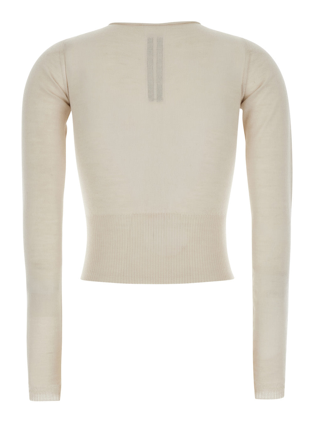RICK OWENS Rick Owens Women Beige Cropped Sweater With Front Cut-Out And Ribbed Trims In Cashmere For Women
