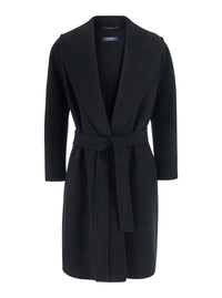 'S MAXMARA 'S Maxmara Women 'Messi' Black Coat With Front Belt Closure In Wool For Women