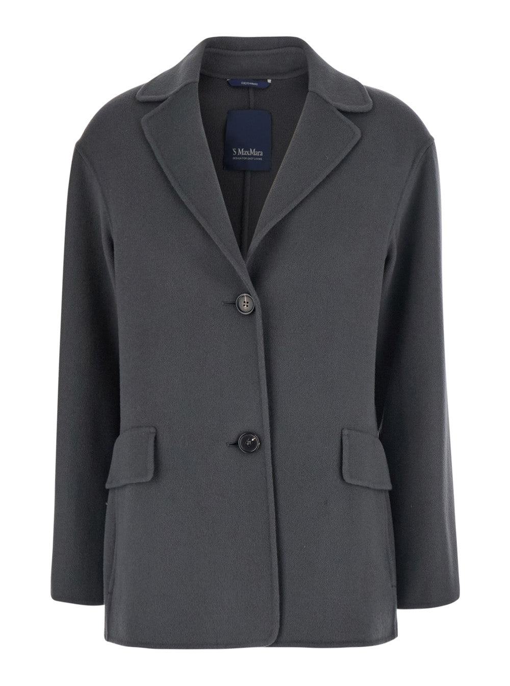 'S Maxmara Women 'Elfi' Grey Single-Breasted Jacket With Notched Revers In Wool For Women