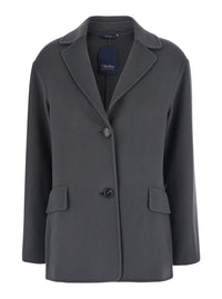'S Maxmara Women 'Elfi' Grey Single-Breasted Jacket With Notched Revers In Wool For Women