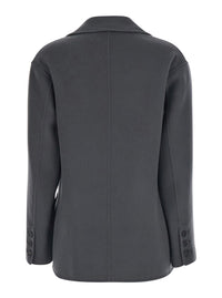 'S Maxmara Women 'Elfi' Grey Single-Breasted Jacket With Notched Revers In Wool For Women