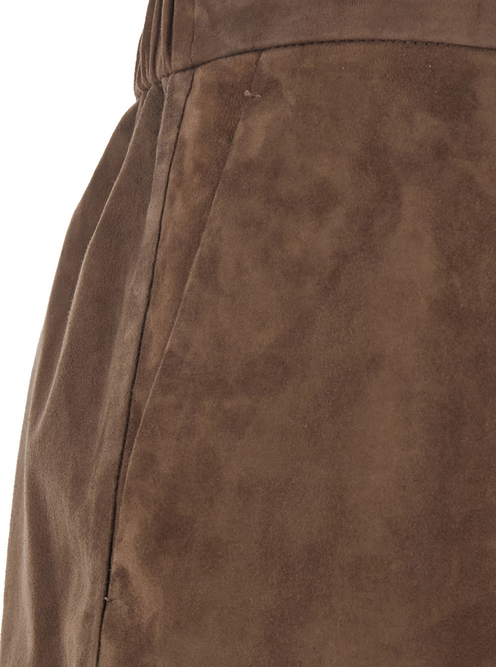 'S Maxmara Women 'Gazza' Brown Midi Skirt With Drawstring On The Front And Elasticized Waist On The Back In Suede For Women