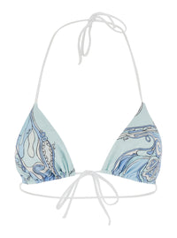 Pucci Women Light Blue Bikini Top With Triangular Design And All-Over Orchidea Print In Stretch Tech Fabric For Women