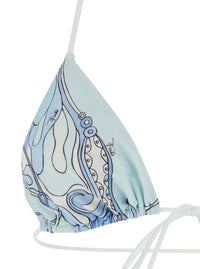 Pucci Women Light Blue Bikini Top With Triangular Design And All-Over Orchidea Print In Stretch Tech Fabric For Women