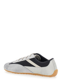 Alexander Mcqueen Men 'Boxe' Gray Low Top Sneakers With Bicolor Details And Logo Lettering On The Side In Suede For Men