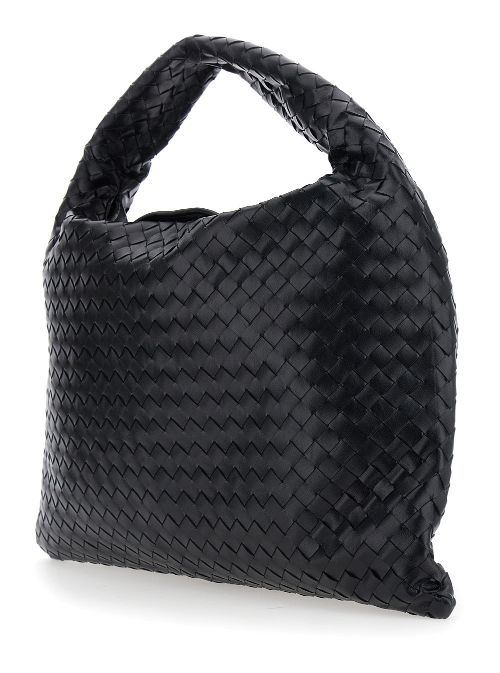 BOTTEGA VENETA Bottega Veneta Women Black Shoulder Bag With Intreccio Motif In Leather For Women