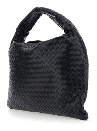 BOTTEGA VENETA Bottega Veneta Women Black Shoulder Bag With Intreccio Motif In Leather For Women