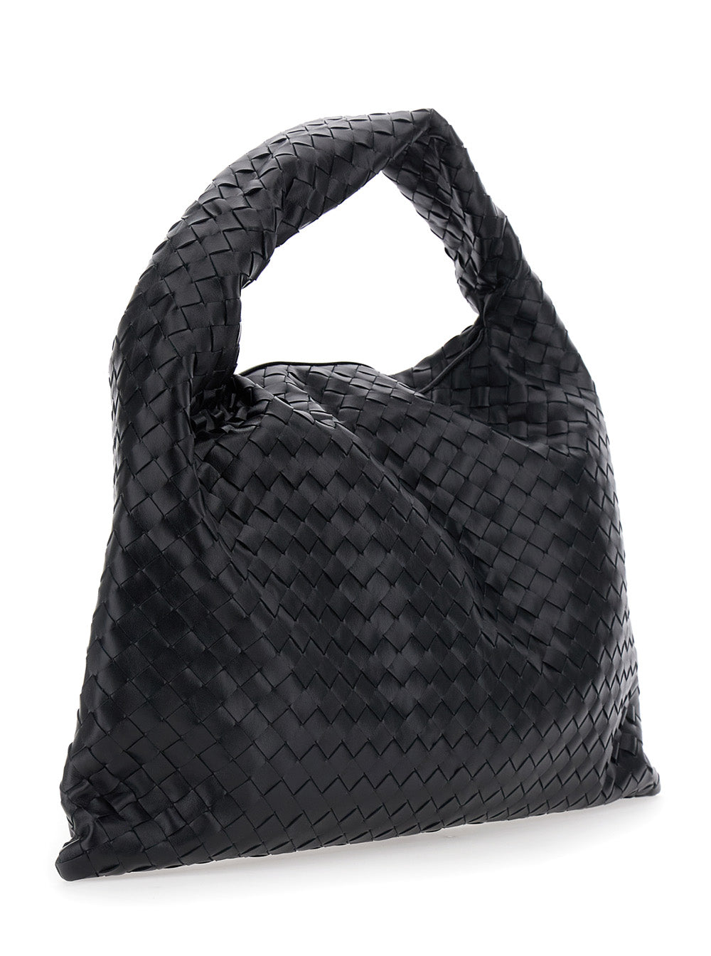 BOTTEGA VENETA Bottega Veneta Women Black Shoulder Bag With Intreccio Motif In Leather For Women