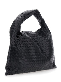 BOTTEGA VENETA Bottega Veneta Women Black Shoulder Bag With Intreccio Motif In Leather For Women