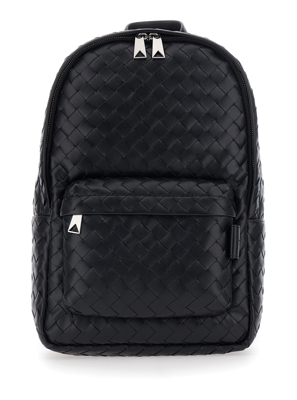 BOTTEGA VENETA Bottega Veneta Women Black Small Backpack With Zip Pocket On The Front And Intreccio Motif In Leather For Women