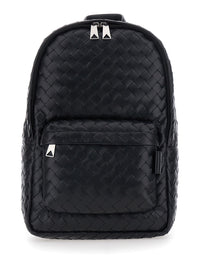 BOTTEGA VENETA Bottega Veneta Women Black Small Backpack With Zip Pocket On The Front And Intreccio Motif In Leather For Women