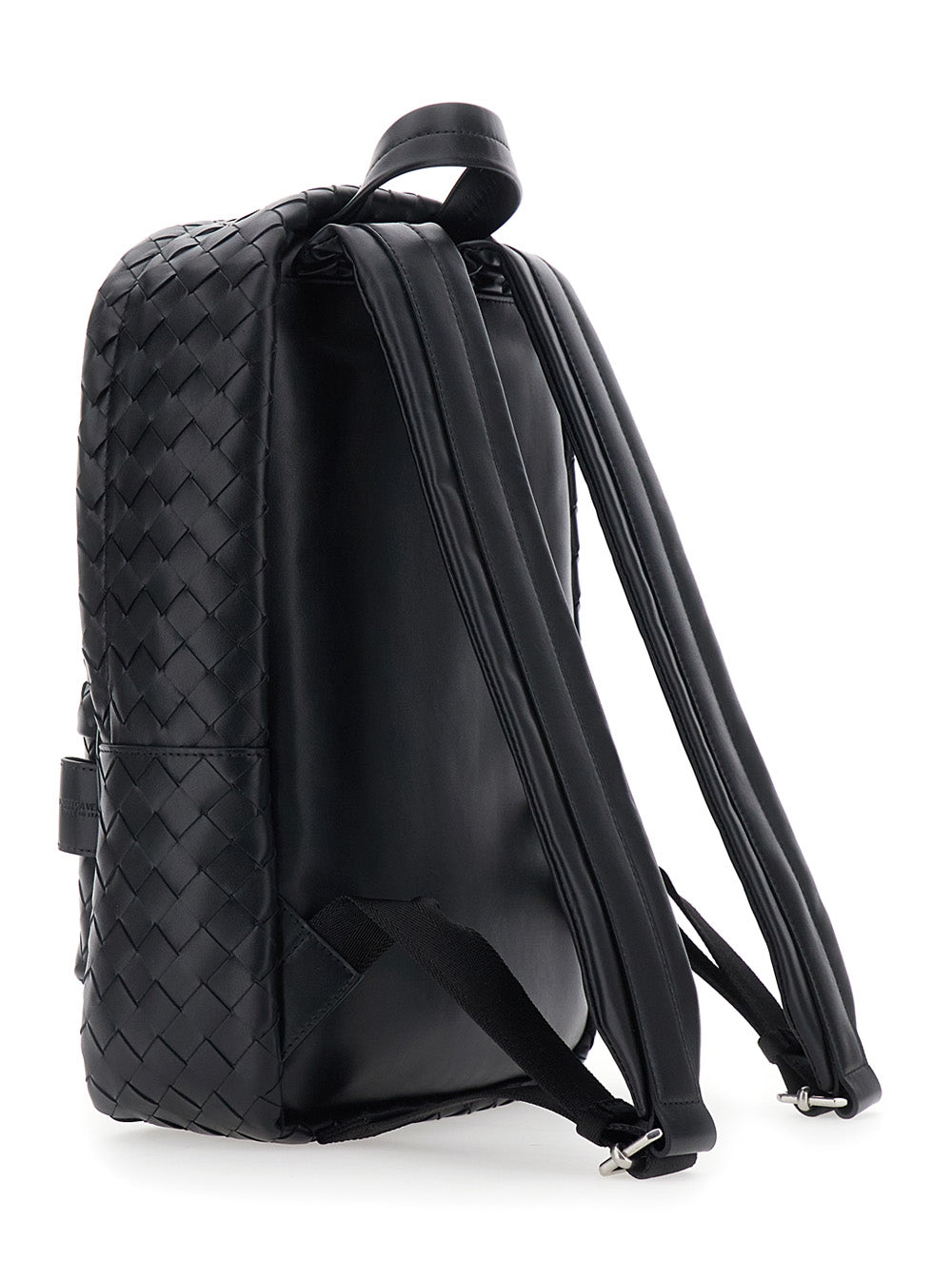 BOTTEGA VENETA Bottega Veneta Women Black Small Backpack With Zip Pocket On The Front And Intreccio Motif In Leather For Women