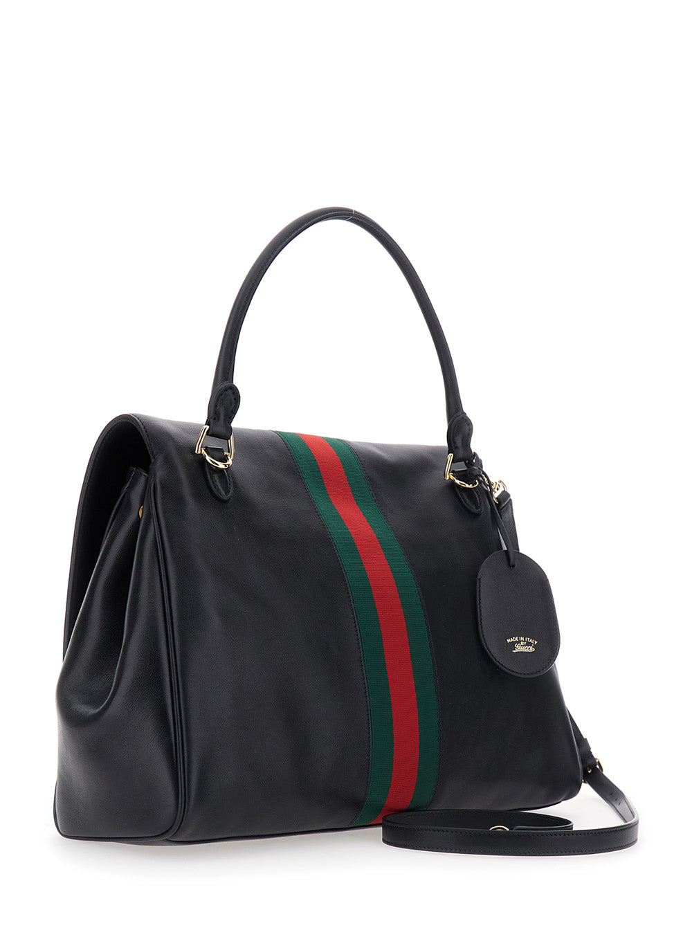 GUCCI Gucci Women 'Paparazzo' Black Large Handbag With Horsebit And Web Stripe On The Front In Leather For Women
