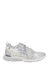 Off-White Men 'Be Right Back' Gray Sneakers With Mesh Inserts And Arrow Detail On The Side In Leather And Tech Fabric For Men