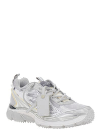 Off-White Men 'Be Right Back' Gray Sneakers With Mesh Inserts And Arrow Detail On The Side In Leather And Tech Fabric For Men