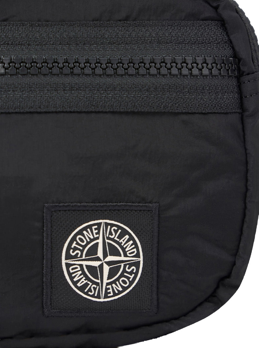 Stone Island Men Black Belt Bag With Adjustable Straps And Logo Patch On The Front In Tech Fabric For Men