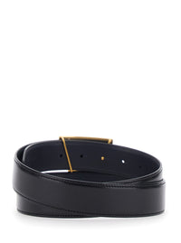 Tod's Men Black Belt With T Buckle In Smooth Leather For Men