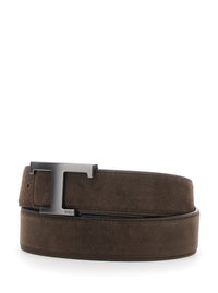 Tod's Men Brown Belt With T Buckle Closure In Suede For Men