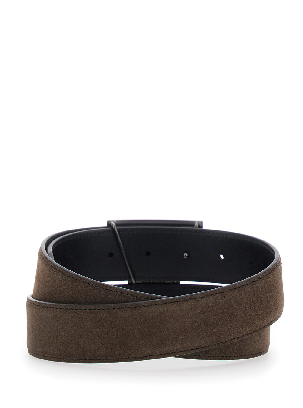 Tod's Men Brown Belt With T Buckle Closure In Suede For Men