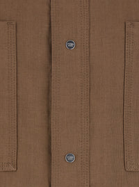 Fendi Men Brown Jacket With Classic Collar And Four Patch Pockets On The Front In Linen For Men
