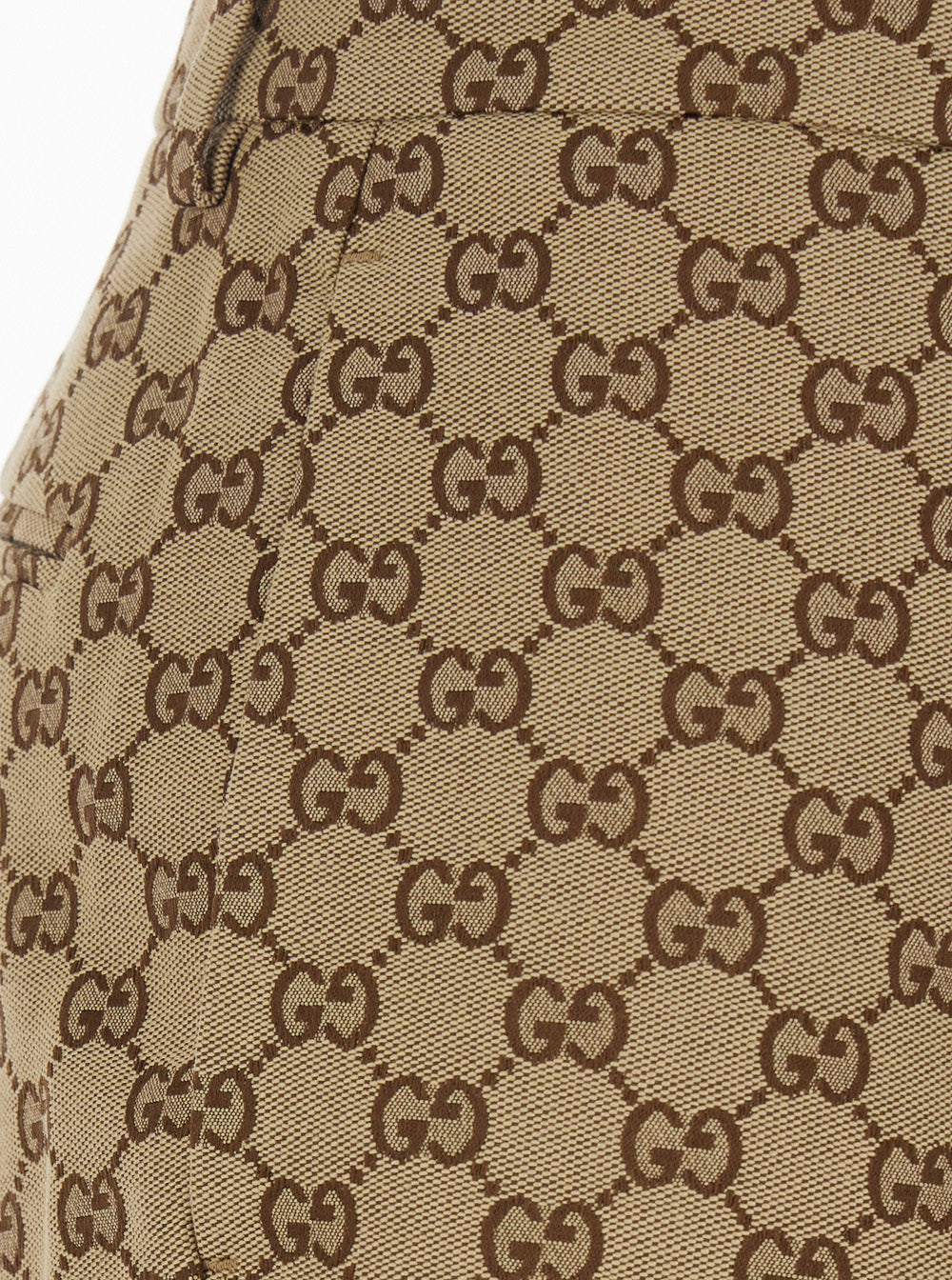 Gucci Women Beige Pants With Gg All-Over Motif In Fabric For Women