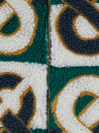 Casablanca Men Green Jacket With Hood And All-Over Logo Monogram In Wool Blend For Men