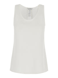 Max Mara Women 'Pavido' White Sleeveless Top With Round Neck And Tone-On-Tone Logo Embroidery On The Front In Silk For Women