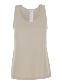Max Mara Women 'Pavido' Beige Sleeveless Top With Round Neck And Tone-On-Tone Logo Embroidery On The Front In Silk For Women