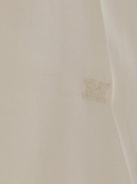 Max Mara Women 'Pavido' Beige Sleeveless Top With Round Neck And Tone-On-Tone Logo Embroidery On The Front In Silk For Women