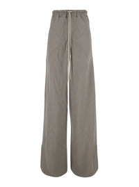 Rick Owens Women Gray Wide Leg Pants With Elastic Drawstring Waist In Viscose Blend For Women