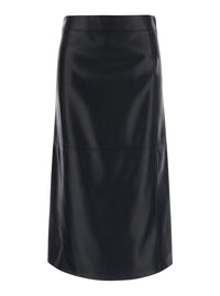 'S MAXMARA 'S Maxmara Women 'Crisma' Black Midi Skirt With Zip Closure At The Back In Leather For Women