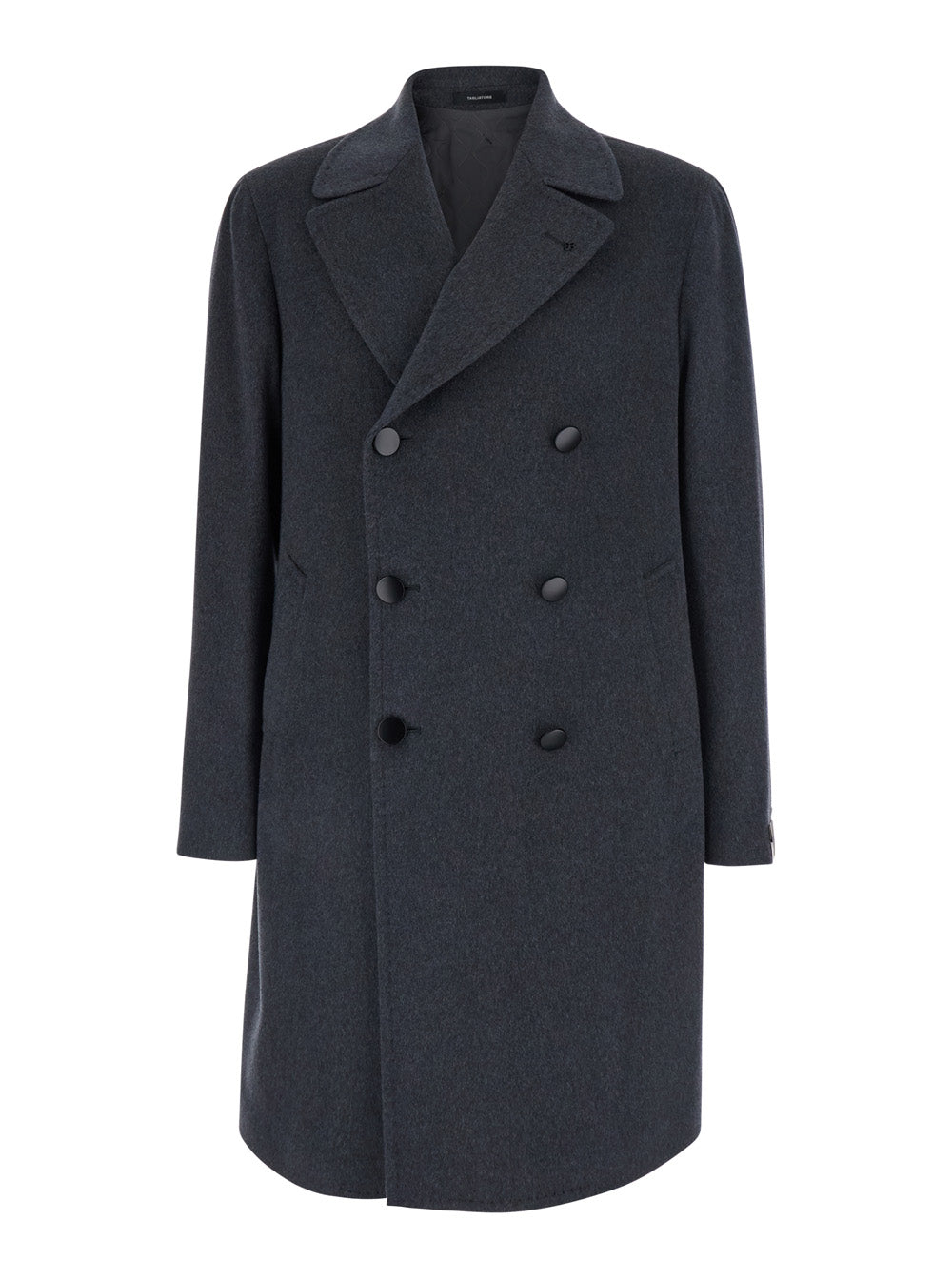 Tagliatore Men 'Arden' Gray Double-Breasted Coat With Notched Revers And Half Belt In Wool For Men