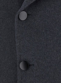 Tagliatore Men 'Arden' Gray Double-Breasted Coat With Notched Revers And Half Belt In Wool For Men