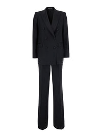 Tagliatore Women Black Double-Breasted Suit With Peak Revers In Fabric For Women
