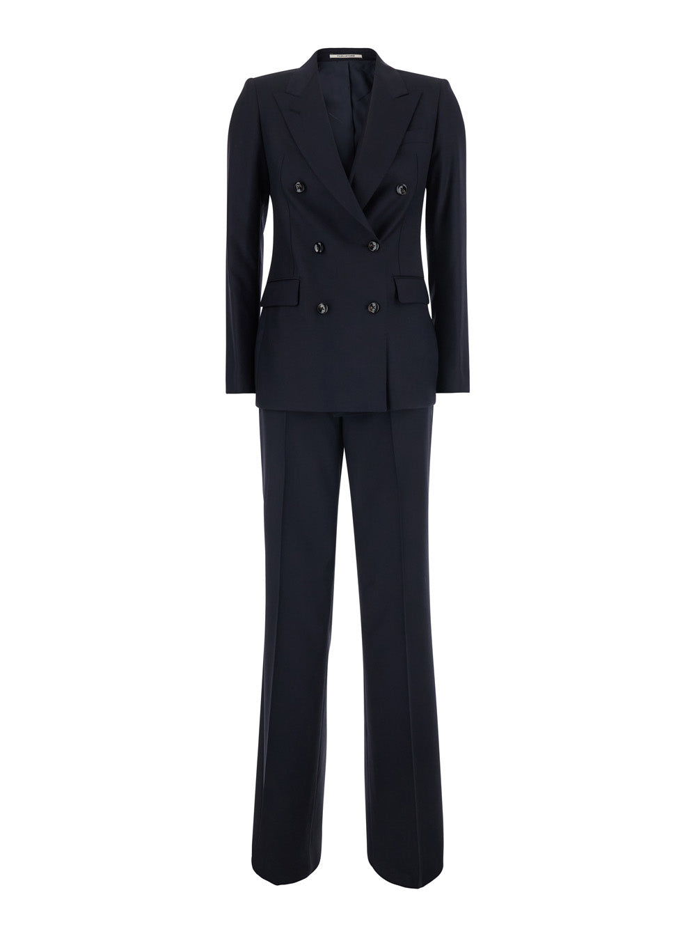 Tagliatore Women Blue Double-Breasted Suit With Peak Revers In Fabric For Women
