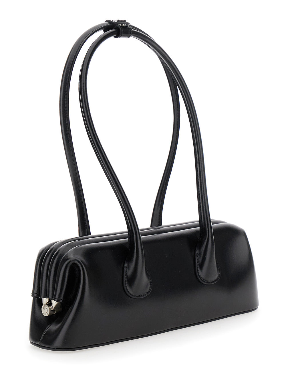 OSOI Osoi Women Shoulder Bag 'Boat Wide Mini' With Round Handles And Logo Lettering On The Front In Black Leather Woman