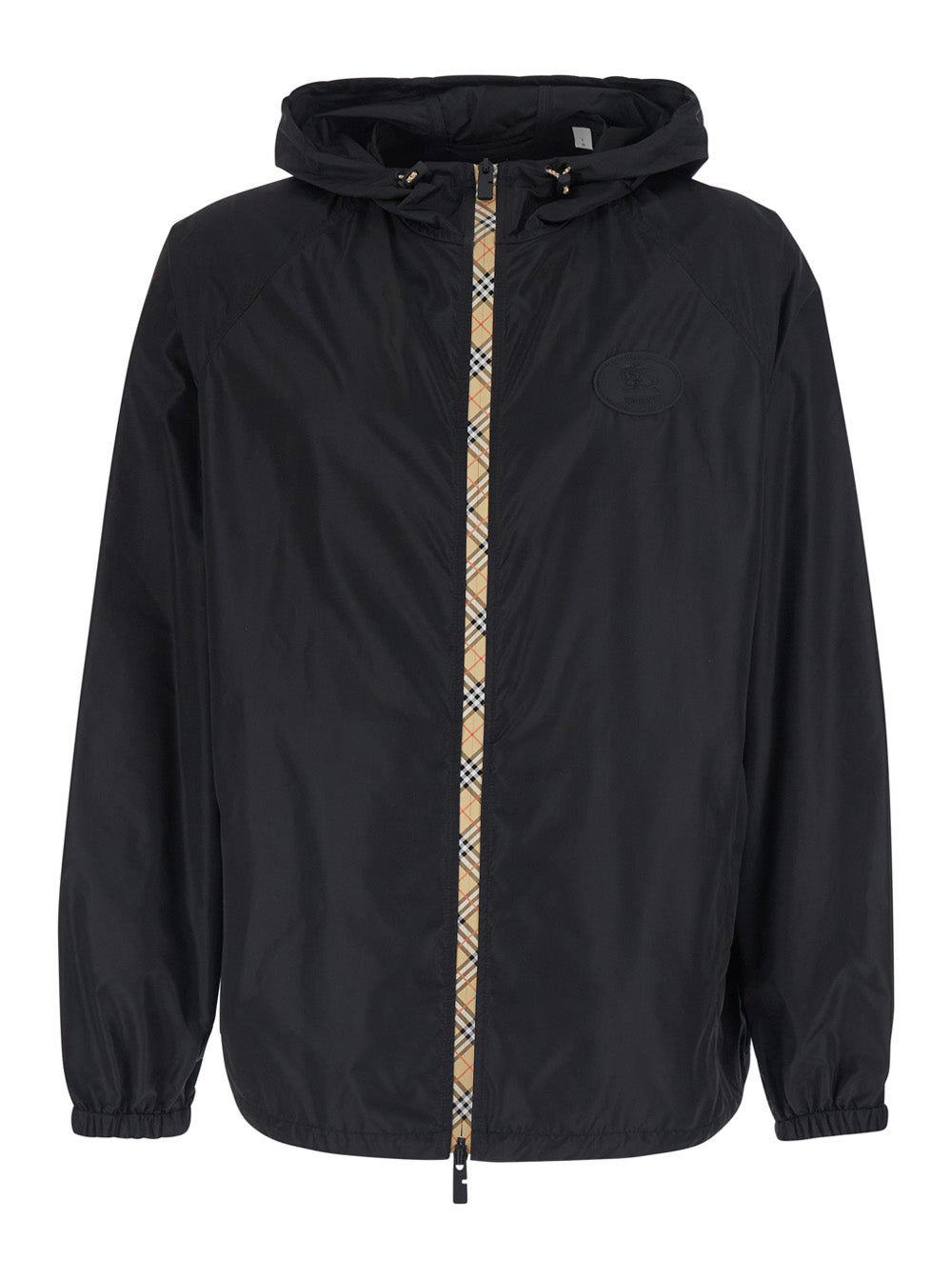 Burberry Men 'Clapton' Black Jacket With Logo Patch On The Front In Tech Fabric For Men