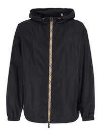 Burberry Men 'Clapton' Black Jacket With Logo Patch On The Front In Tech Fabric For Men